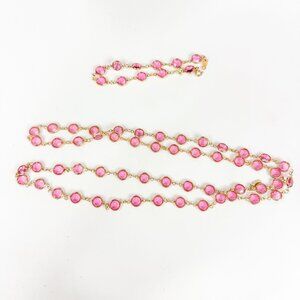 Swarovski Pink Bezel Crystal Gold Tone Necklace & Bracelet Set